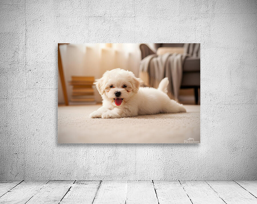 Tired Bichon Frise Puppy Rests After Zoomies Fun Wall Preview