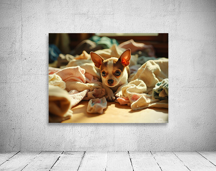 Chihuahua Puppy Discovers Laundry Adventure Wall Preview