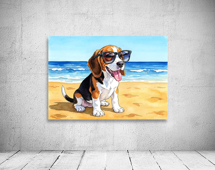 Beagle Puppy Gets Ready For Beach Adventure Wall Preview