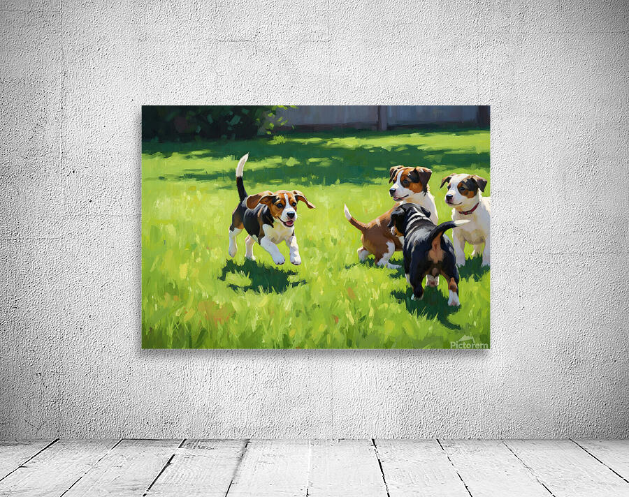 Beagle Puppy Runs To Join Sibling Playtime Fun Wall Preview