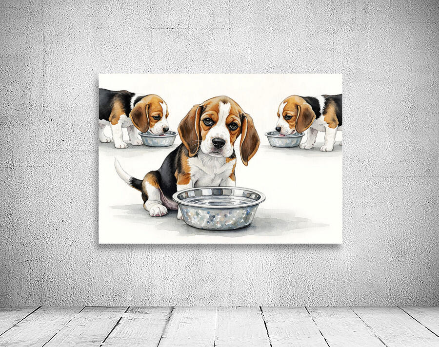 Beagle Puppy Satisfied After Drinking Water Wall Preview