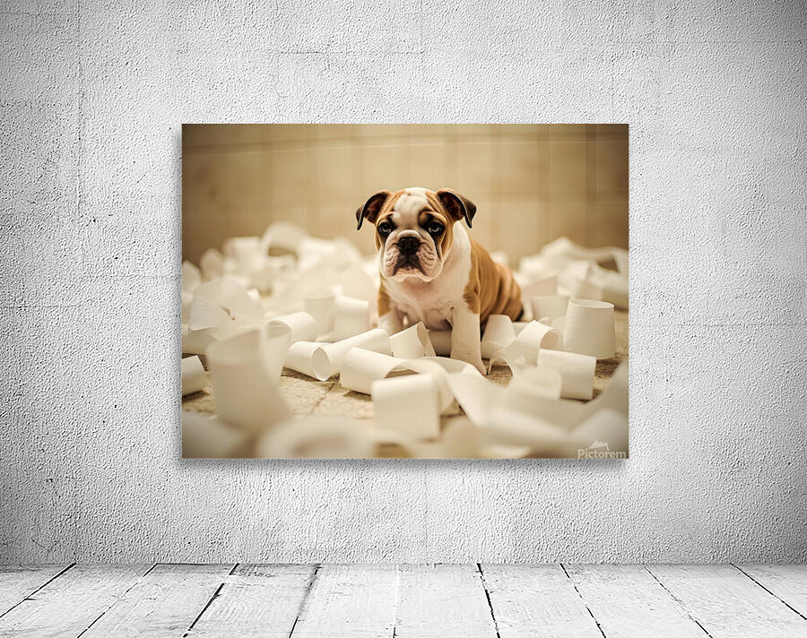 Bulldog Puppys Toilet Paper Trouble Begins Wall Preview