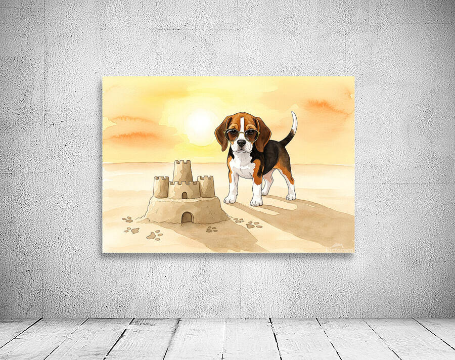 Beagle Puppy Shows Off Sandcastle Creation Wall Preview