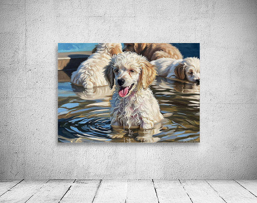 Poodle Puppy Cooling Off In A Pond Wall Preview