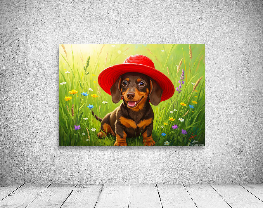 Dachshund Puppy Discovers A Giant Red Hat Wall Preview