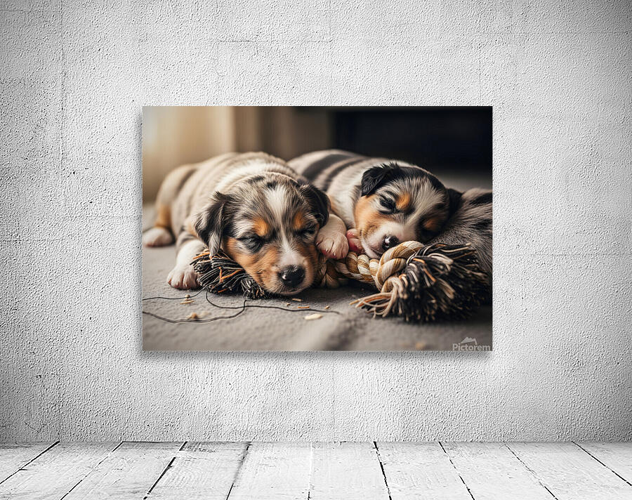 Australian Shepherd Puppy Rests After Playtime Wall Preview