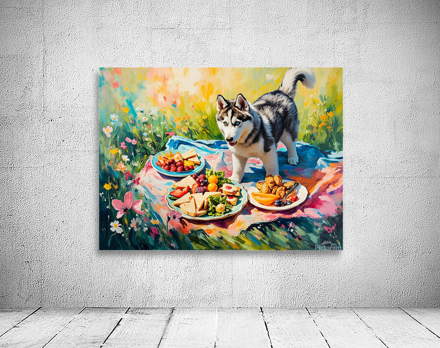 Husky Puppy Discovers Picnic Spread Wall Preview