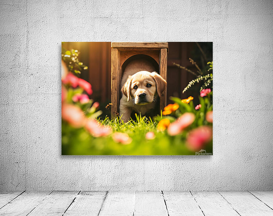 Happy Puppy Celebrates His Cat Flap Adventure Wall Preview