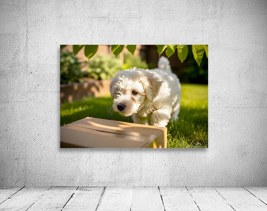 Bichon Frise Puppy Discovers Mysterious Garden Box Wall Preview