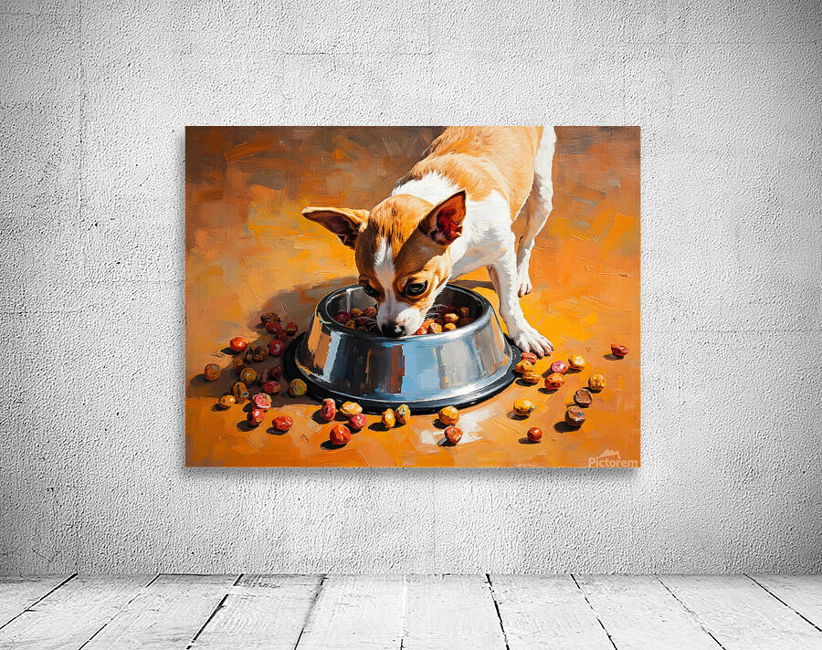 Chihuahua Puppy Discovers Food Bowl Wall Preview