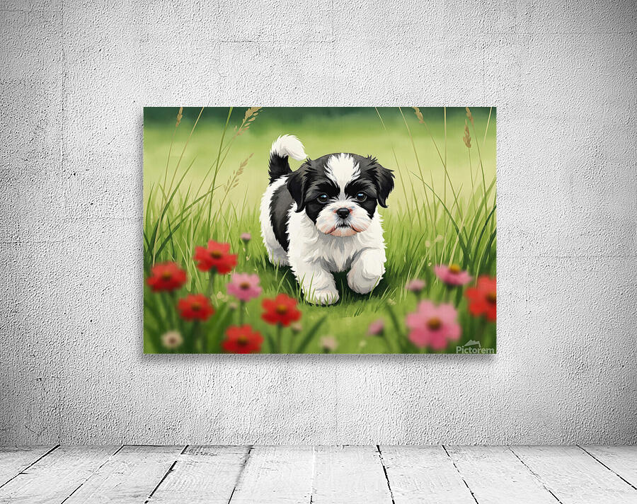 Shih Tzu Puppy Happy In Grass Wall Preview