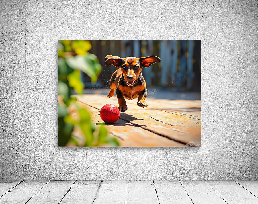 Dachshund Puppys Morning Garden Bounce Wall Preview