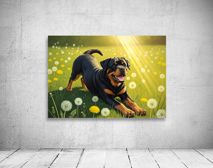 Rottweiler Puppy Finds Perfect Sunny Spot Wall Preview