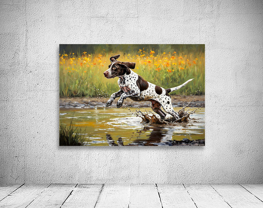 Happy Muddy German Shorthaired Pointer Puppy After Puddle Adventure Wall Preview