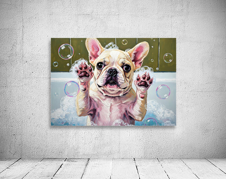 French Bulldog Puppys Bubble Bath Adventure Begins Wall Preview