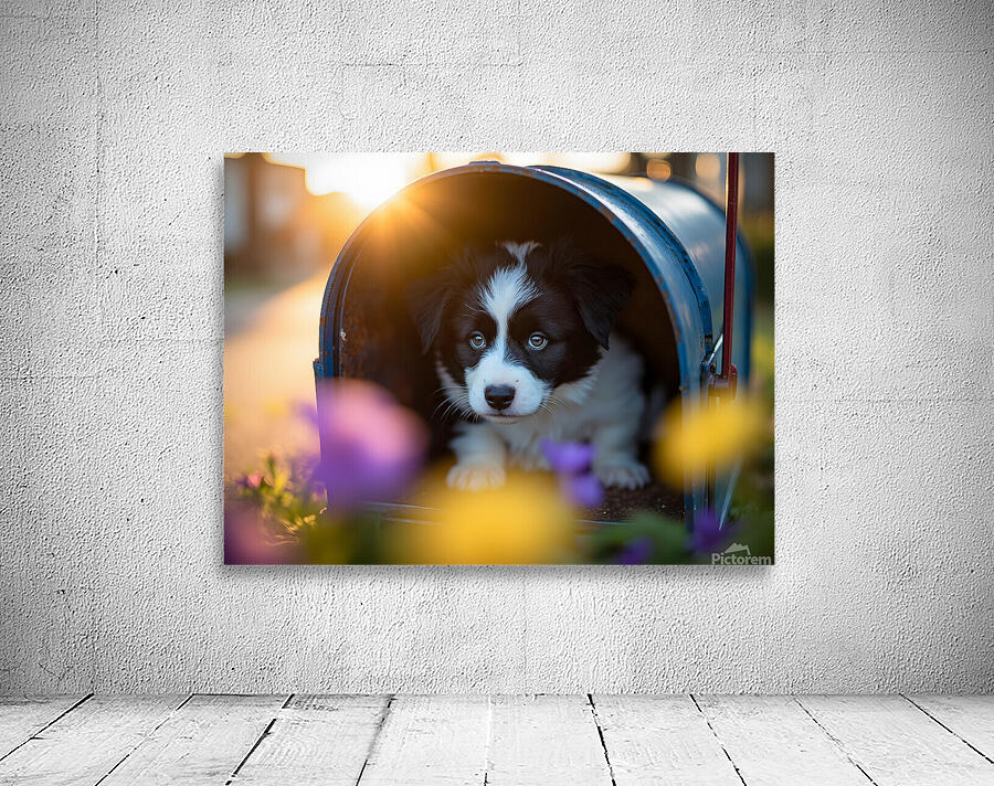 Border Collie Puppy Discovers Perfect Hiding Spot Wall Preview