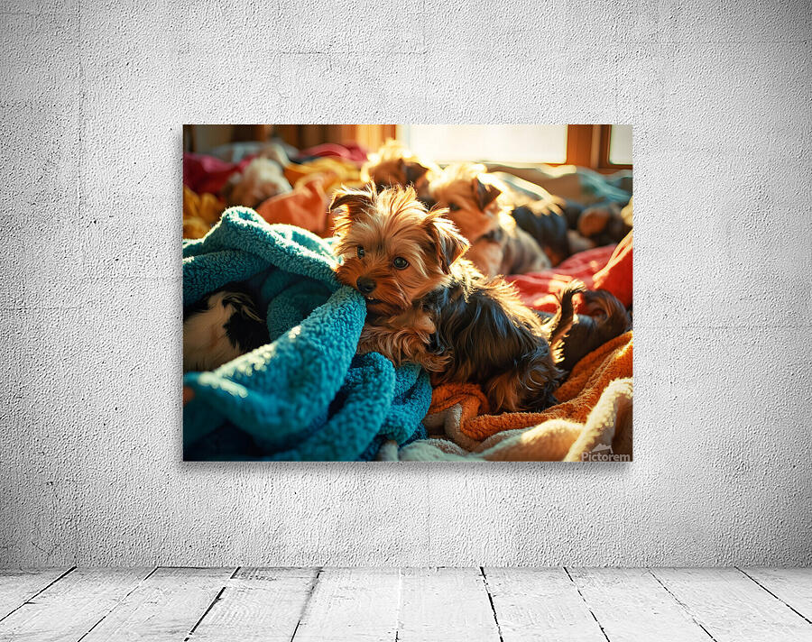 Yorkshire Terrier Puppy Discovers Blanket Mountain Wall Preview