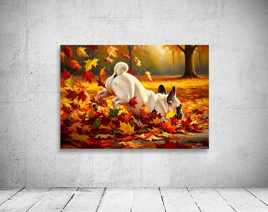 French Bulldog Puppy Discovers Autumn Leaf Pile Wall Preview