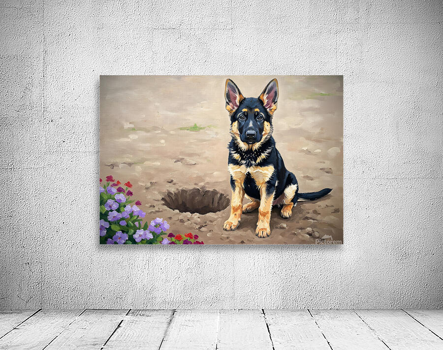 Proud German Shepherd Puppy Shows Off Digging Achievement Wall Preview