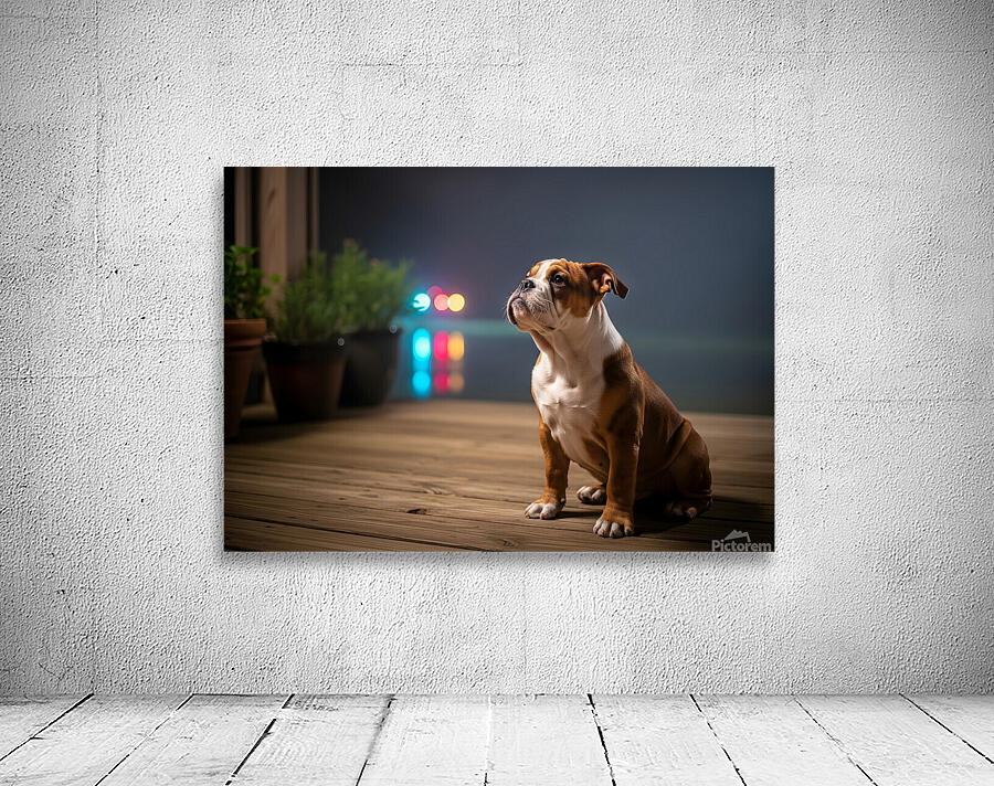 Bulldog Puppy Watches First Fireworks Display Wall Preview