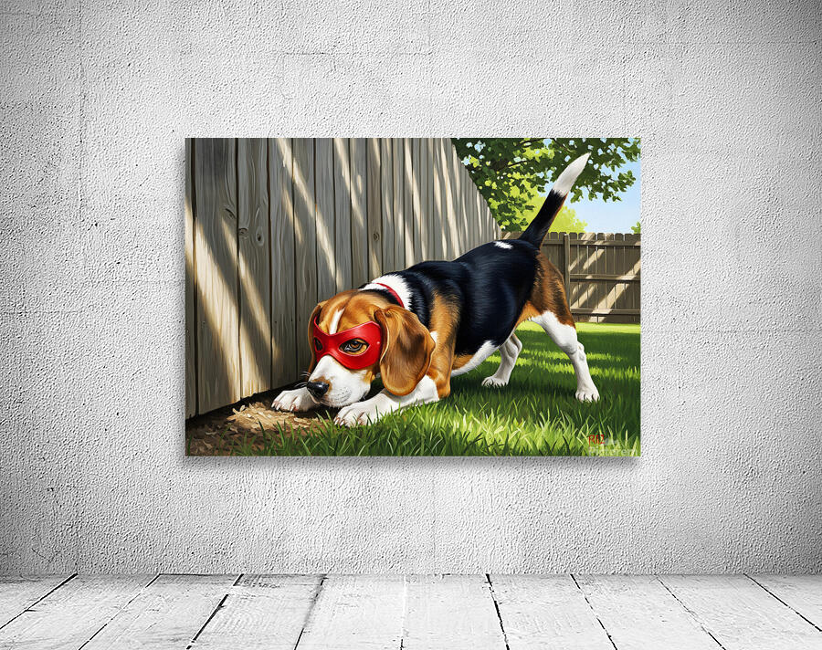 Beagle Puppy Discovers His Superhero Mask Wall Preview