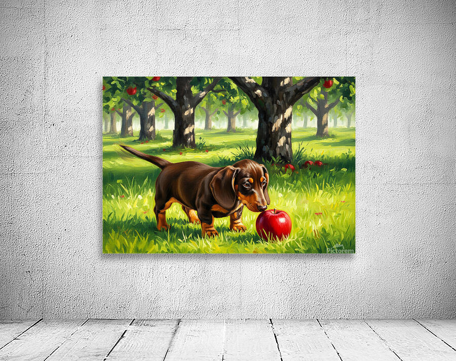 Happy Puppy Enjoys Apple Treat Wall Preview