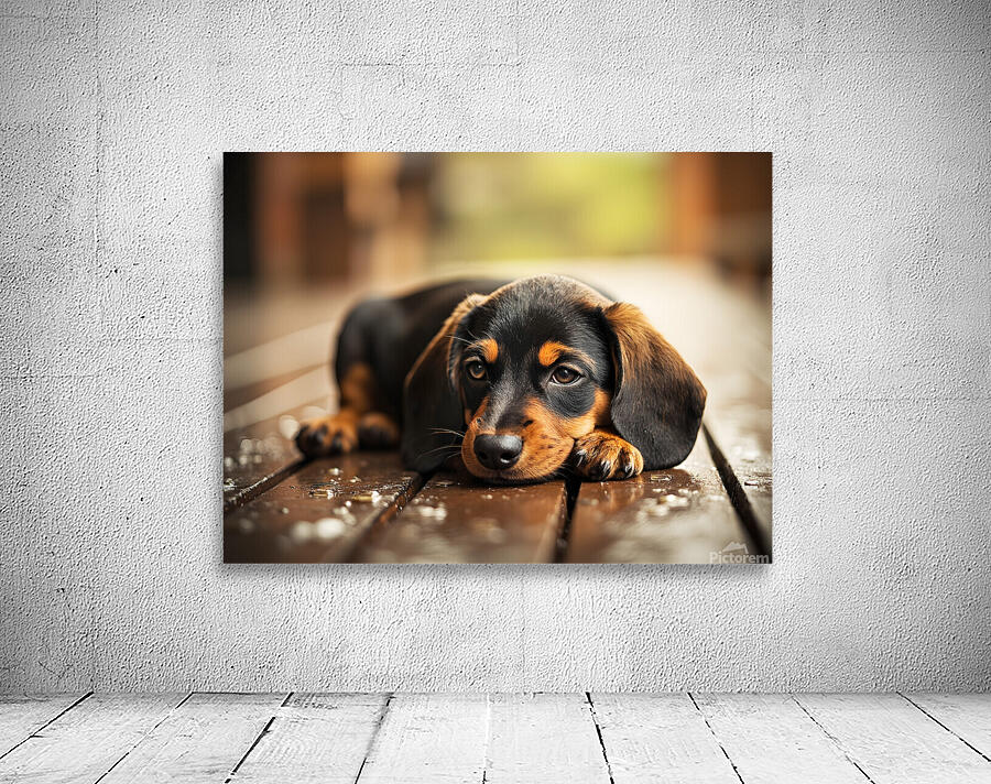 Happy Dachshund Puppy As Storm Clears With Rainbow Wall Preview