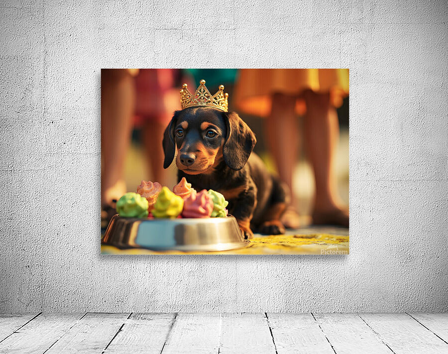 Tired Birthday Puppy Rests After Party Fun Wall Preview