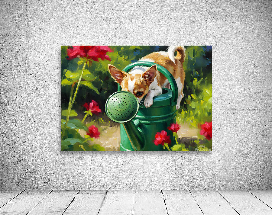 Wet Chihuahua Puppy After Watering Can Adventure Wall Preview