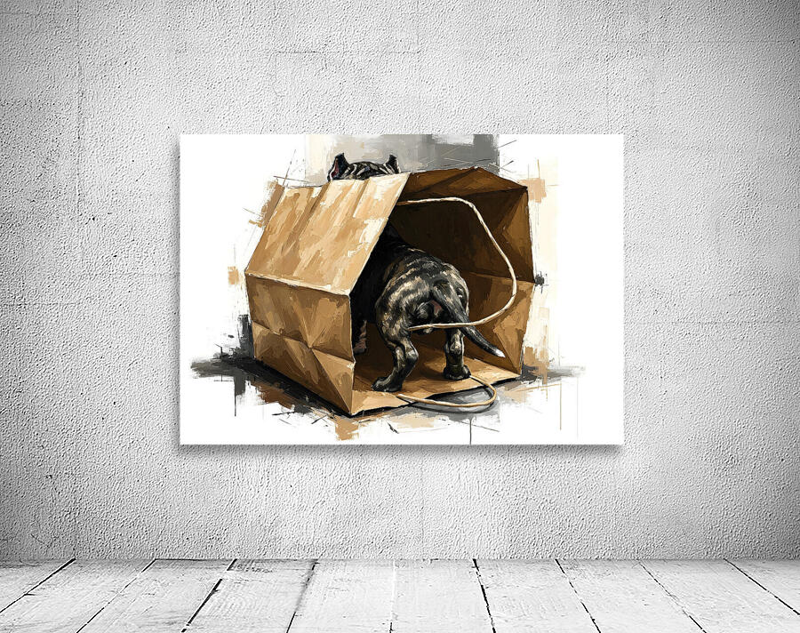 Happy Cane Corso Puppy Emerges From Shopping Bag Fun Wall Preview