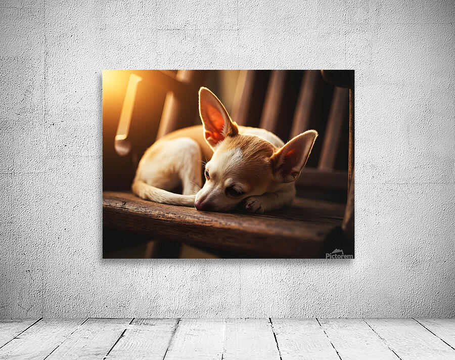 Chihuahua Puppy Dreams Peacefully On Rocking Chair Wall Preview