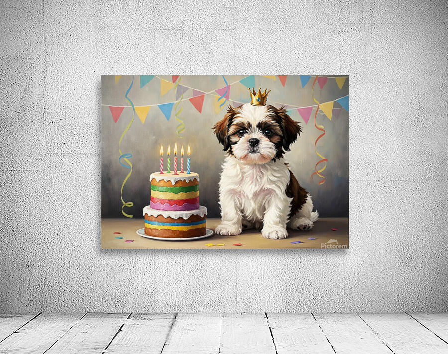Sleepy Birthday Puppy Rests After Party Fun Wall Preview