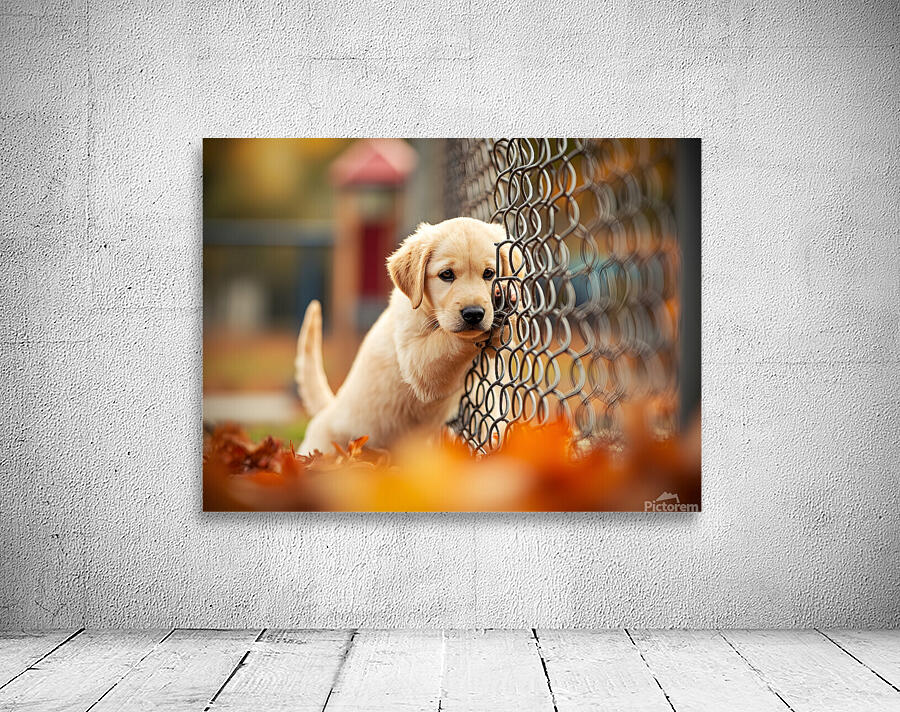 Puppy Waits Eagerly At School Gate For Children Wall Preview