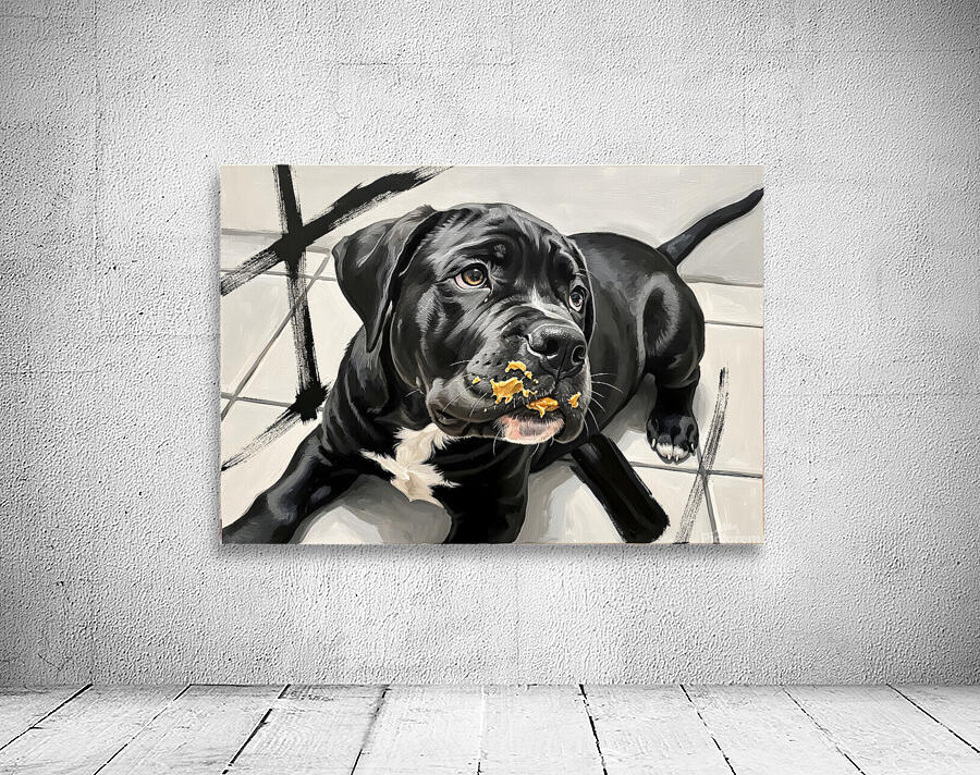 Happy Puppy Enjoys Delicious Peanut Butter Experience Wall Preview