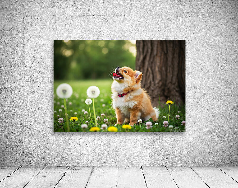 Playful Pomeranian Puppy Finds New Fun Around The Tree Wall Preview