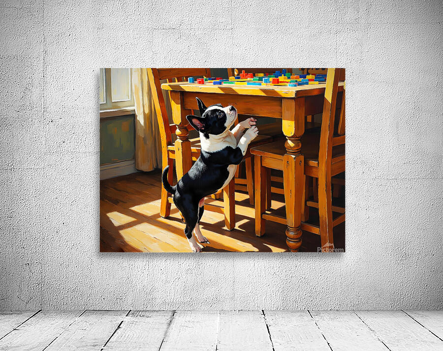 Boston Terrier Puppy Watches Family Board Game Wall Preview