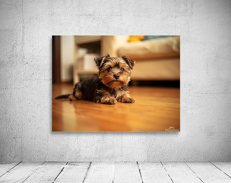 Yorkshire Terrier Puppy Caught Climbing Forbidden Sofa Wall Preview