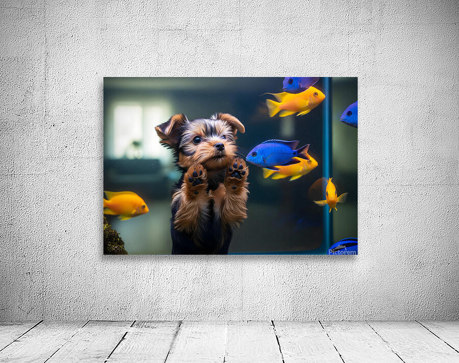 Yorkshire Terrier Puppy Discovers Amazing Aquarium World Wall Preview
