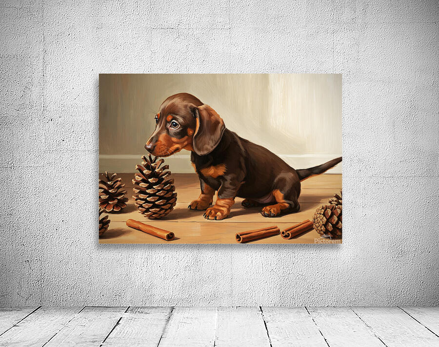 Happy Dachshund Puppy Relaxing With Natural Treasures Wall Preview