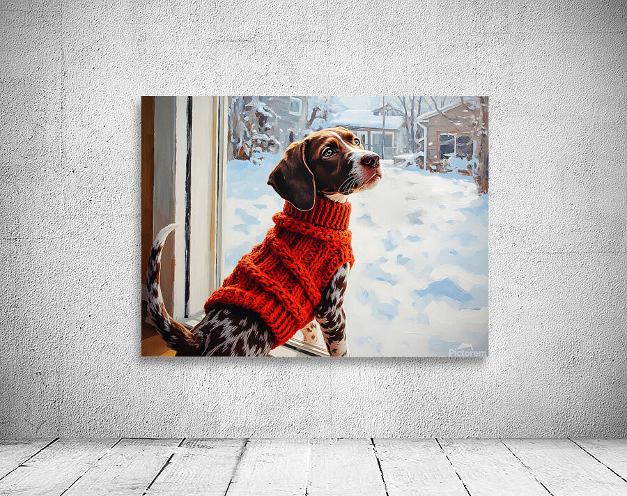 German Shorthaired Pointer Puppy Gets Winter Sweater Wall Preview