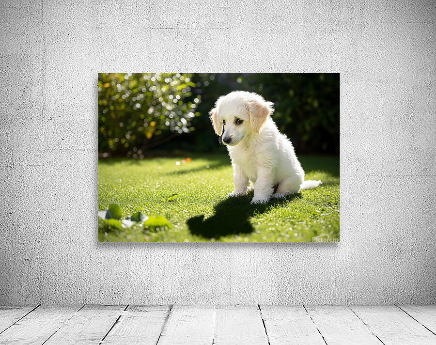 Poodle Puppy Discovers Shadow Play On Sunny Day Wall Preview