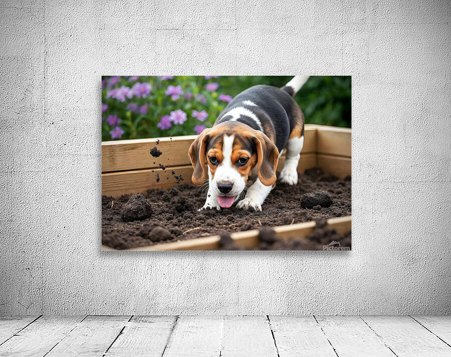 Beagle Puppy Enjoys Digging Success Wall Preview