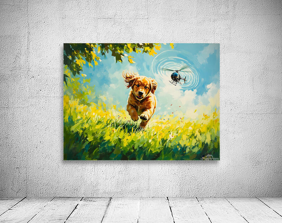 Exhausted Golden Puppy Rests After Helicopter Play Wall Preview