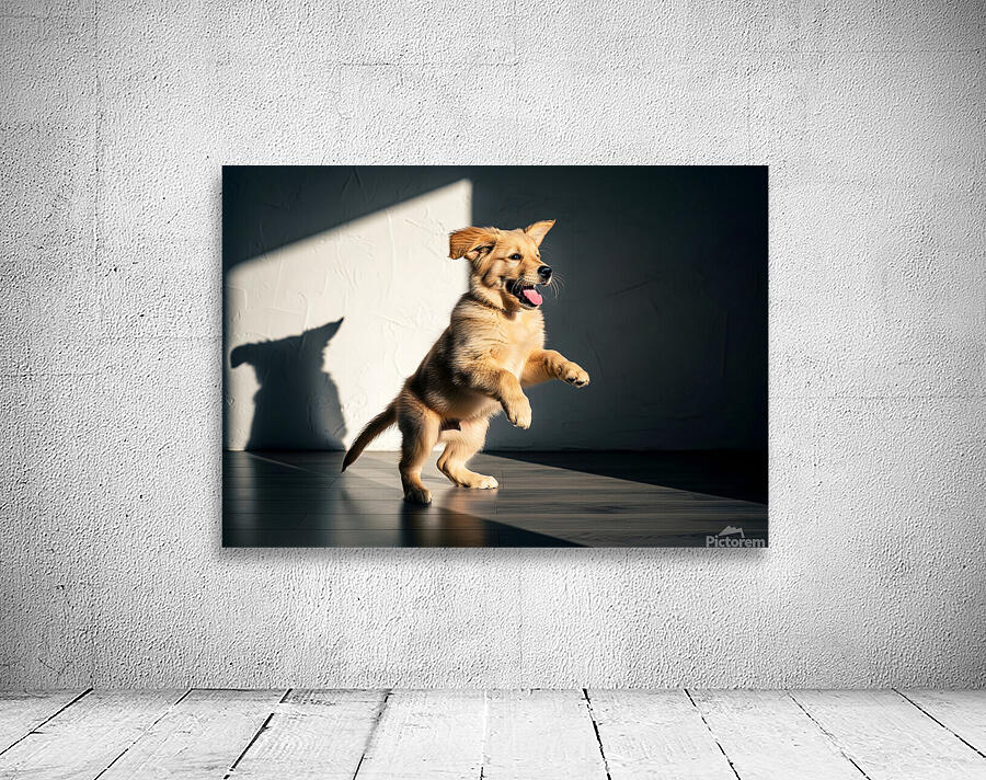 Golden Retriever Puppy Discovers Dancing Wall Shadows Wall Preview