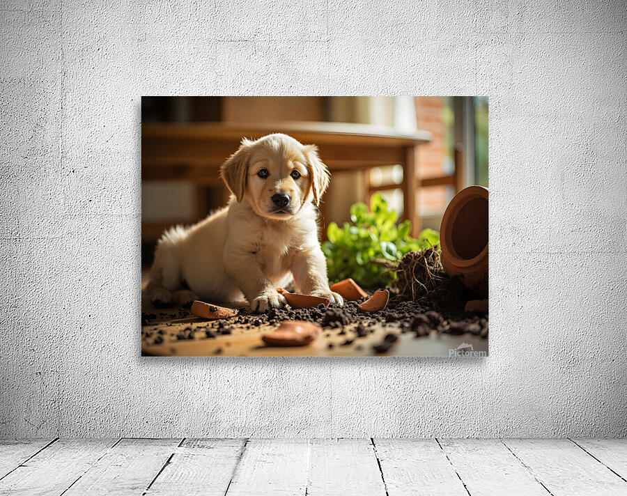 Apologetic Golden Retriever Puppy Looking Sorry Wall Preview