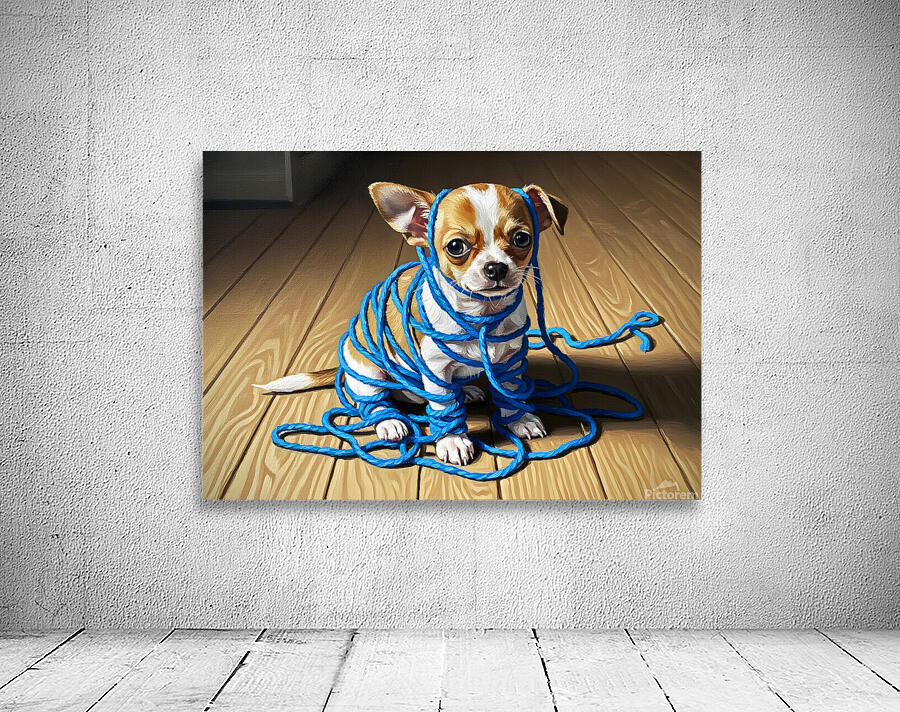 Guilty Chihuahua Puppy With Destroyed Yarn Wall Preview