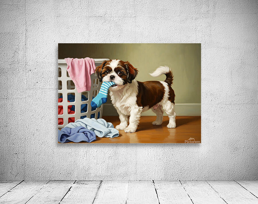 Playful Shih Tzu Puppy Escapes With Stolen Sock Wall Preview