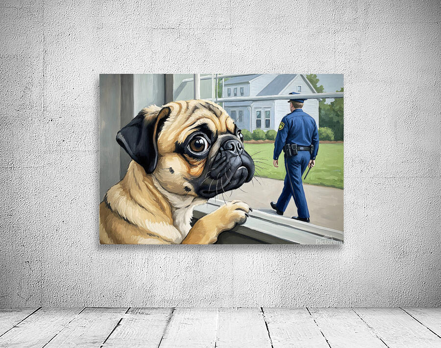 Pug Puppy Sits Proudly After Successful Guard Duty Wall Preview