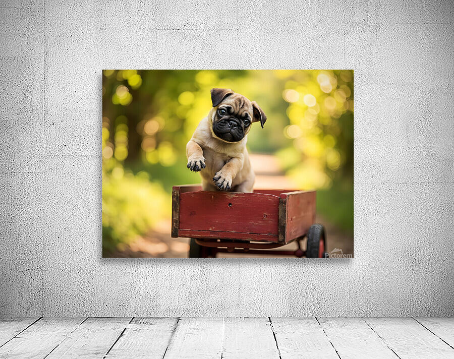 Pug Puppys First Wagon Ride Adventure Wall Preview