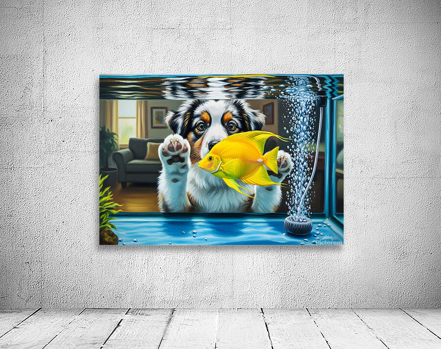 Australian Shepherd Puppy Discovers Amazing Fish Tank Wall Preview